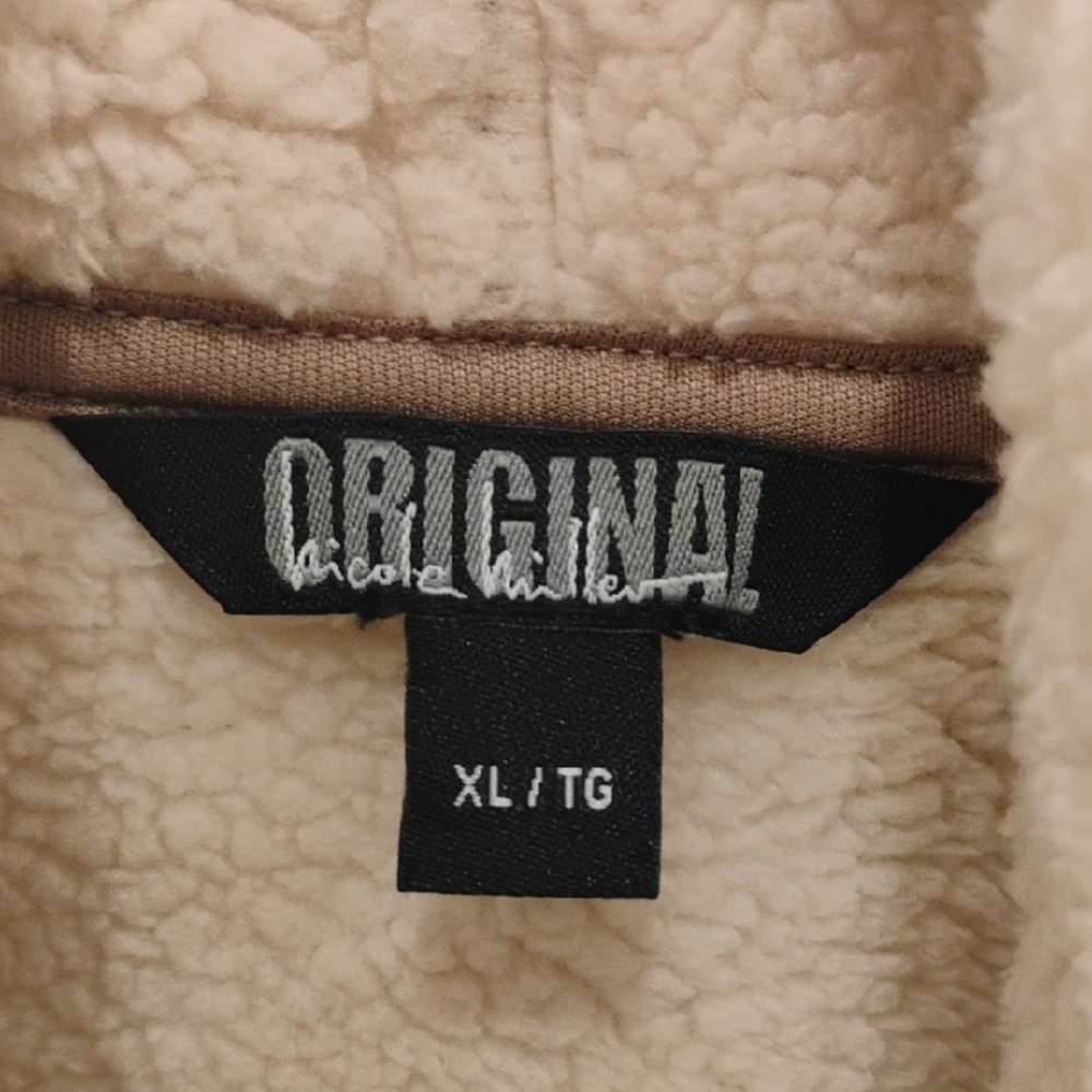 Original Nicole Miller Cozy Beige and Cream Sherpa Jacket Women's XL - Picture 2 of 7